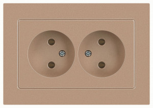 ЭРА Intro Accent мех. роз. СУ 2 мест. 16А 250В, шампань 6-204-04