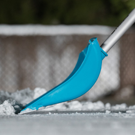 Лопата-скрепер для уборки снега, полипропилен, 460х320х1300 мм, алюминиевый черенок, ПВХ, LUXE Palisad