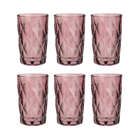 MILLIMI Набор стаканов 6 шт, 350 мл, стекло, бордовый ромб