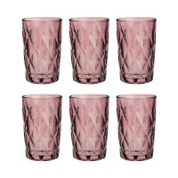 MILLIMI Набор стаканов 6 шт, 350 мл, стекло, бордовый ромб