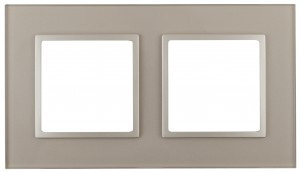 ЭРА 14 Elegance рамка СУ 2 мест.стекло, шампань+шамп 14-5102-04 5251