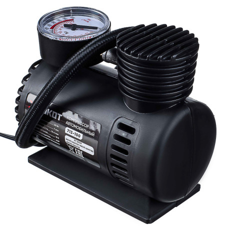 РОКОТ Компрессор автомобильный Цилиндр, 60Вт, 12л/мин, переходники