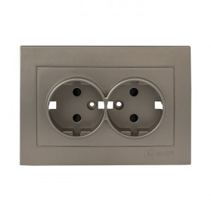 EKF Валенсия лиц. панель роз. 2 мест. с/з 16А кашемир, шторки Al/Cu (корпус PC) ESR16-L-128-40