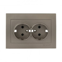 EKF Валенсия лиц. панель роз. 2 мест. с/з 16А кашемир, шторки Al/Cu (корпус PC) ESR16-L-128-40