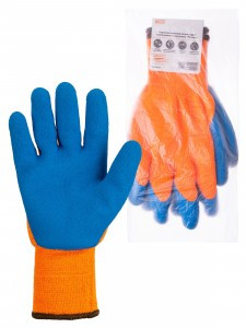 TDM Перчатки акрил плотной вязки с латексным покрытие "Рельеф" р.9 оранж. 10 кл. 116 г SQ1016-0218