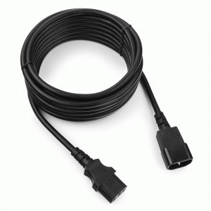 Cablexpert шнур сетевой розетка C13 - вилка C14 (удл-ль для ПК, ИБП) 5м, 16A,3x1мм., черн., земл.