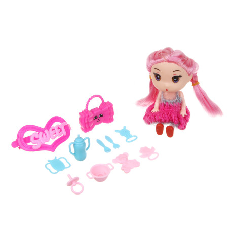 ИГРОЛЕНД Кукла 11 см с аксессуарами, PP, ABS, 21,5х4,5х16,5см, 3 дизайна