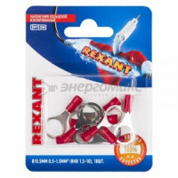 REXANT наконечник кольцевой изол. НКИ o10.5мм 0.5-1.5мм (НКи 1.5-10 / RV1.25-10) красн. (10!),  06-0