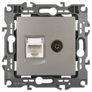 ЭРА 12 мех. роз. комп+TV СУ 1 мест. RJ45+TV титан 12-3110-16