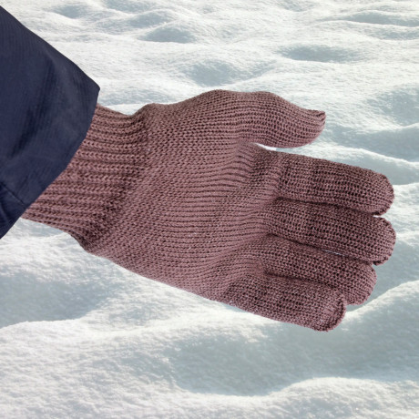 Перчатки трикотажные, акрил, двойные, коричневый, двойная манжета Сибртех