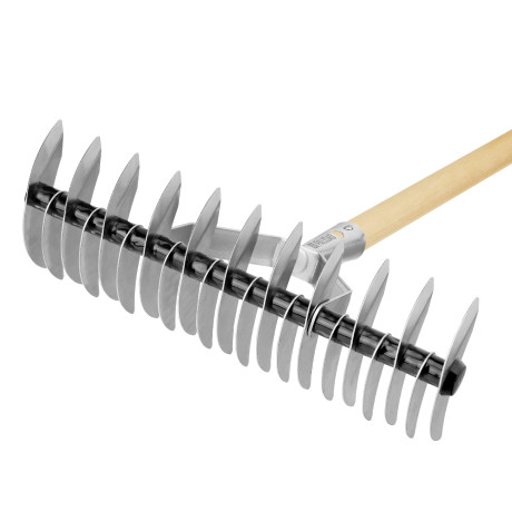 Грабли двусторонние аэраторные, стальные, зубъя 11/21шт, 340 мм, деревянный черенок, BASE Palisad