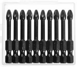 Биты ЗУБР "ПРОФИ" Pozidrive, тип хвостовика E 1/4", PZ2, 50мм, 10шт, в пластиковом боксе, на карточк