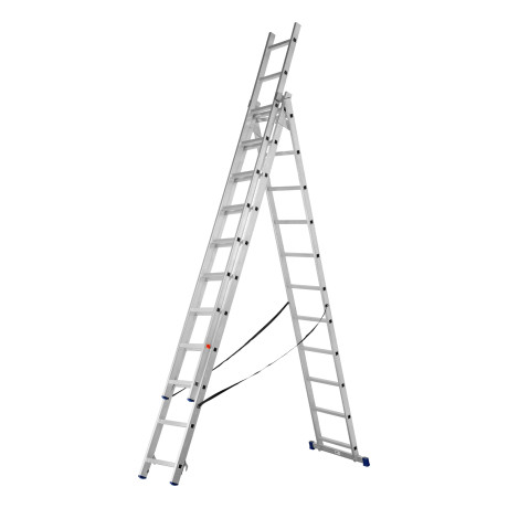 Лестница, 3 х 11 ступеней, алюминиевая, трехсекционная, Сибртех