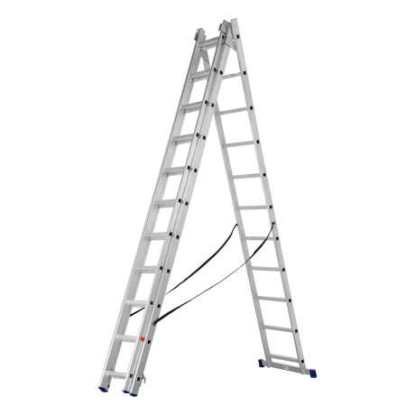 Лестница, 3 х 11 ступеней, алюминиевая, трехсекционная, Сибртех