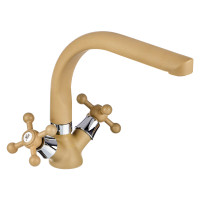 СоюзКран Смеситель для кухни, поворотный излив 25см, керам. кран-буксы 1/2&quot;, беж, цинк, SK01-G208