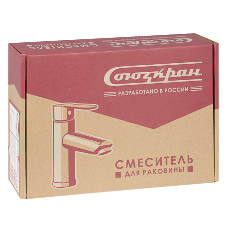 СоюзКран Смеситель для раковины, керам. картридж 35мм, нерж. сталь, SS02-M118