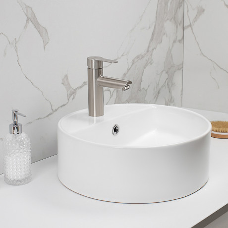 СоюзКран Смеситель для раковины, керам. картридж 35мм, нерж. сталь, SS02-M118