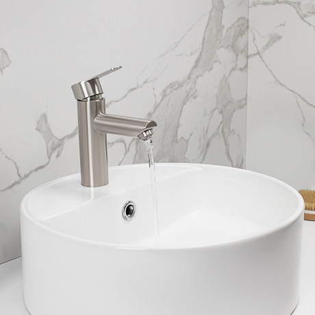 СоюзКран Смеситель для раковины, керам. картридж 35мм, нерж. сталь, SS02-M118