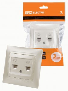 TDM Лама роз. СУ 1 мест. тел. двойная RJ11  перламутр SQ1815-0818