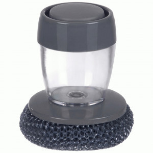 Губка для посуды с емкостью 75мл д/моющего средства, 7,5*7,5*9см, KB-12 106724 Рыжий кот