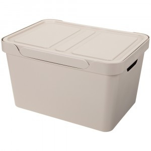Ящик с крышкой универсальный "LUXE", 380x276x220 мм, 18л светло-бежевый 433205834 Бытпласт