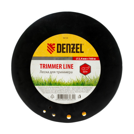 Леска для триммера круглая 2.4 мм, 160 м, на Din катушке Denzel