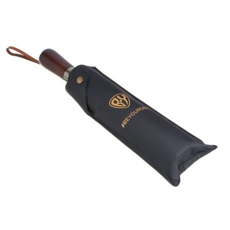 BY BEYOURSELF Зонт-автомат с деревянной ручкой, полиэстер, пластик, сплав, d110см, 10 спиц, черный