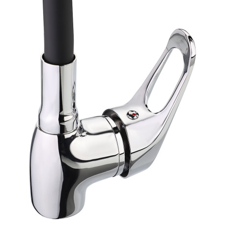 RAIN Смеситель для кухни Веста, гибкий излив, картридж 35мм, латунь, черный/хром