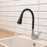 RAIN Смеситель для кухни Веста, гибкий излив, картридж 35мм, латунь, черный/хром