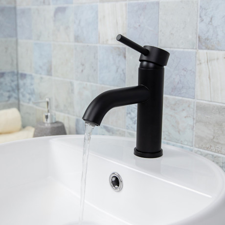 СоюзКран Смеситель для раковины, керам. картридж 35мм, нерж. сталь, черный SS02-M132