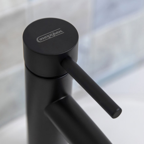 СоюзКран Смеситель для раковины, керам. картридж 35мм, нерж. сталь, черный SS02-M132