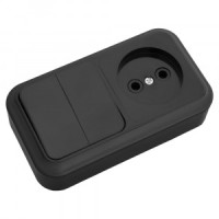 Bylectrica ПРАЛЕСКА Блок (2 выкл. + роз) ОУ черный, (2В-РЦ-523 черный)