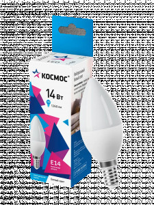 Космос свеча E14 14W(1260lm) 4500K 4K матов. 110x37 IC драйвер LkecLED14wCNE1445