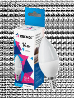 Космос свеча E14 14W(1260lm) 4500K 4K матов. 110x37 IC драйвер LkecLED14wCNE1445