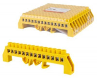 TDM Шина &quot;PE&quot; &quot;земля&quot; в желтом изоляторе на DIN-рейку 8x12мм 14 групп SQ0801-0218