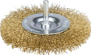 STAYER "PROFESSIONAL". Щетка дисковая д/дрели, витая латунированная стальная проволока 0,3мм, 100мм