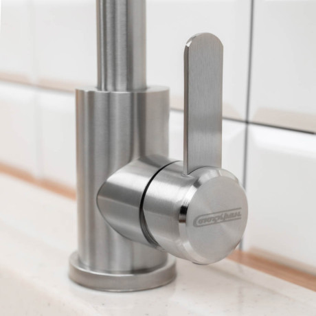 СоюзКран Смеситель для кухни, поворотный излив 35см, керам. картридж 35мм, нерж. сталь, SS01-R133