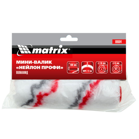 Мини-валик сменный НЕЙЛОН, 110мм, ворс 12мм, D 16мм, D ручки 6мм MTX