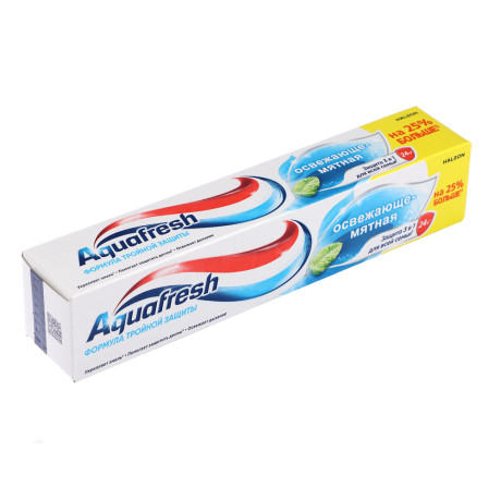 Зубная паста АКВАФРЕШ 3в1, освежающе-мятная, 125 мл