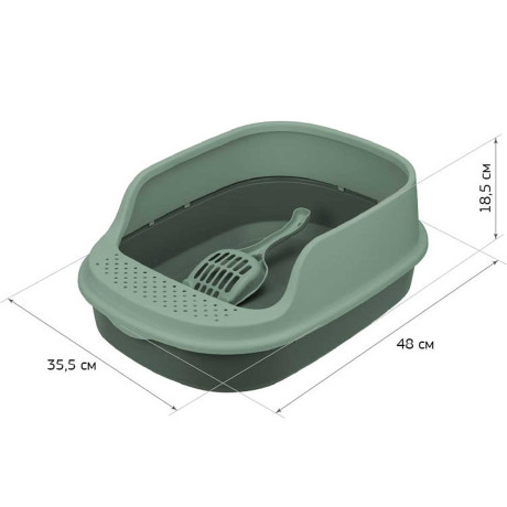 Лоток для кошек высокий борт + совок Смоки М1834 х4