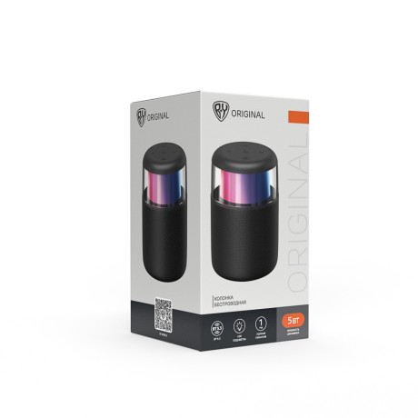 Колонка беспроводная BY GlowSound Mini, 5 Вт,подсветка, 1200мАч, microSD, ВШГ 12x8x8см, черный