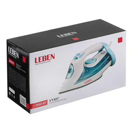 LEBEN Утюг 2600ВТ керам, антинакипь антикапля шнур 2,2м, бел