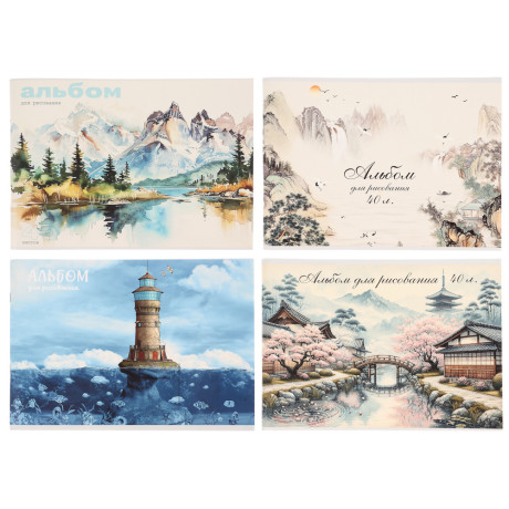 ClipStudio Альбом для рисования A4 40л., офсет 90г/м2, обл. картон, скрепка, 4 дизайна