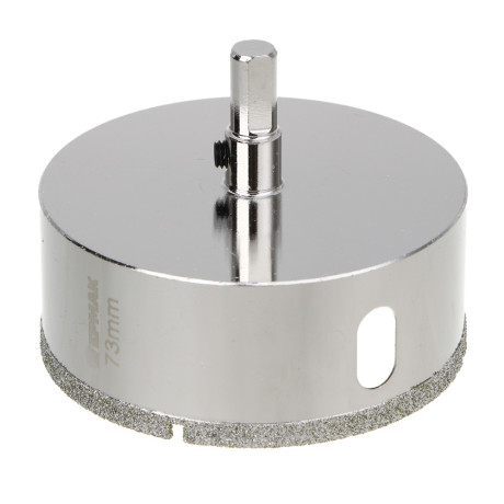 ЕРМАК Коронка алмазная с центрирующим сверлом d 73 мм по керамике и стеклу, Р45, трехгр хвостовик