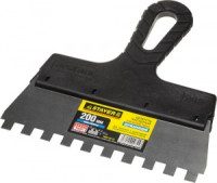 Шпатель STAYER &quot;PROFESSIONAL&quot; нержавеющий зубчатый с пластмассовой ручкой, 200мм, зуб 10х10мм