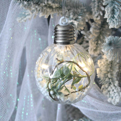 СНОУ БУМ Шар 8 см, прозрачный с декором внутри, LED, 2 вида