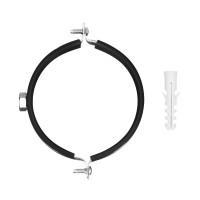 Хомут сантехнический для труб 108-116 (4&quot;) с резиновым уплотнением, шпилькой и дюбелем, 1 шт, Сибртех