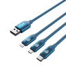 BY Кабель для зарядки 3 в 1, iP/Micro USB/Type-C, 1.5м, 2.4А, синий