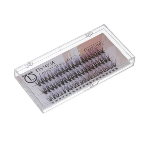 Пучки самоклеящиеся цветные 60 шт тм ЮНИLOOK, синтетика, 12мм, объем 20D, изгиб C, 6 цветов