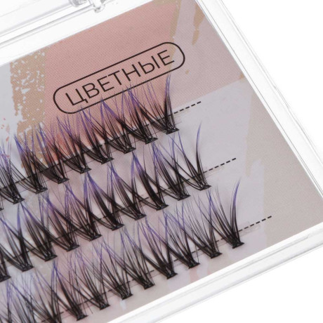 Пучки самоклеящиеся цветные 60 шт тм ЮНИLOOK, синтетика, 12мм, объем 20D, изгиб C, 6 цветов